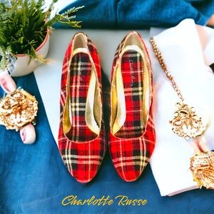 Charlotte Russe Red Plaid Pumps